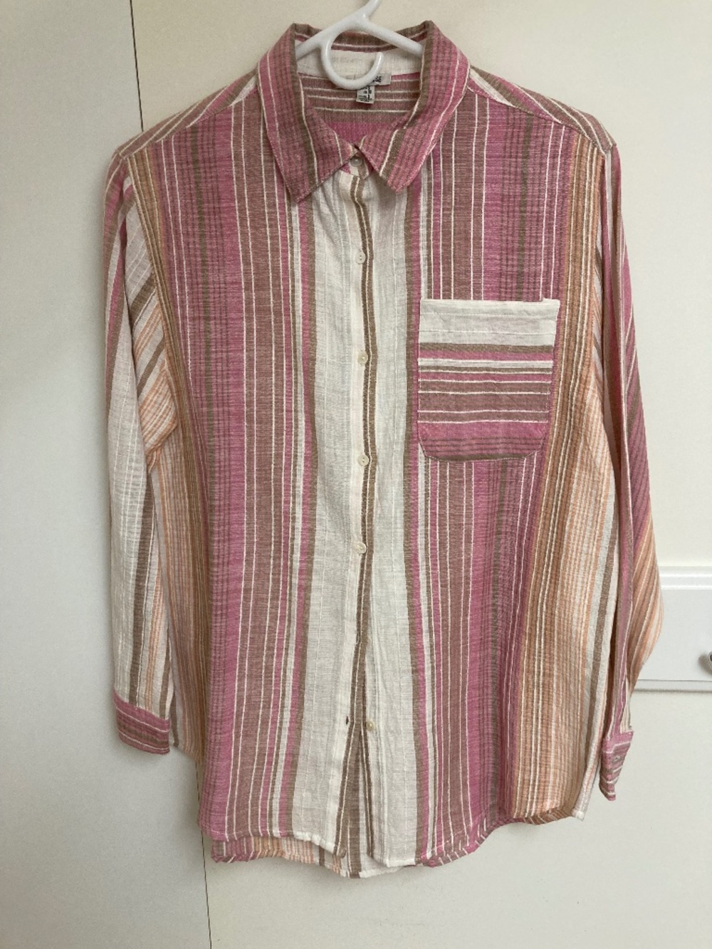 Amuse Society linen pink stripe buttondown shirt